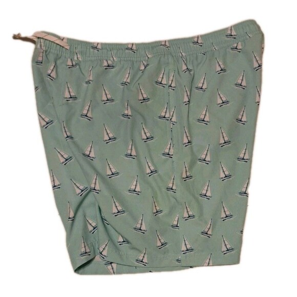 Elysian Supply Co Men’s XL Aqua Blue Sailboat Swim Trunks Drawstring Mesh Lined - Picture 5 of 5